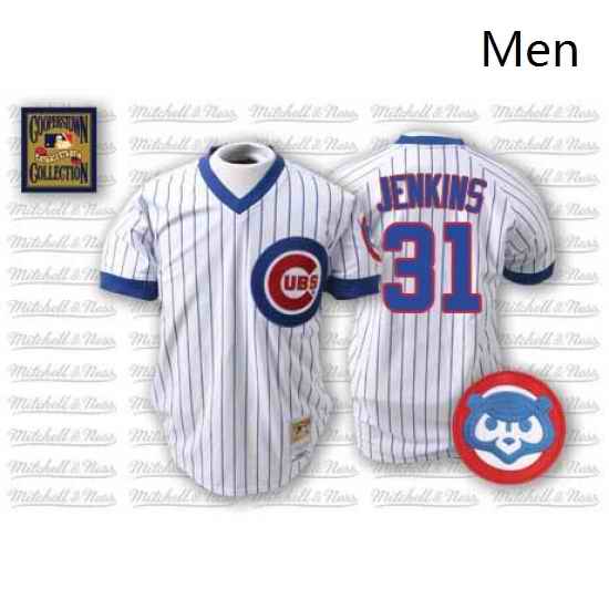 Mens Mitchell and Ness Chicago Cubs 31 Greg Maddux Authentic White Throwback MLB Jersey